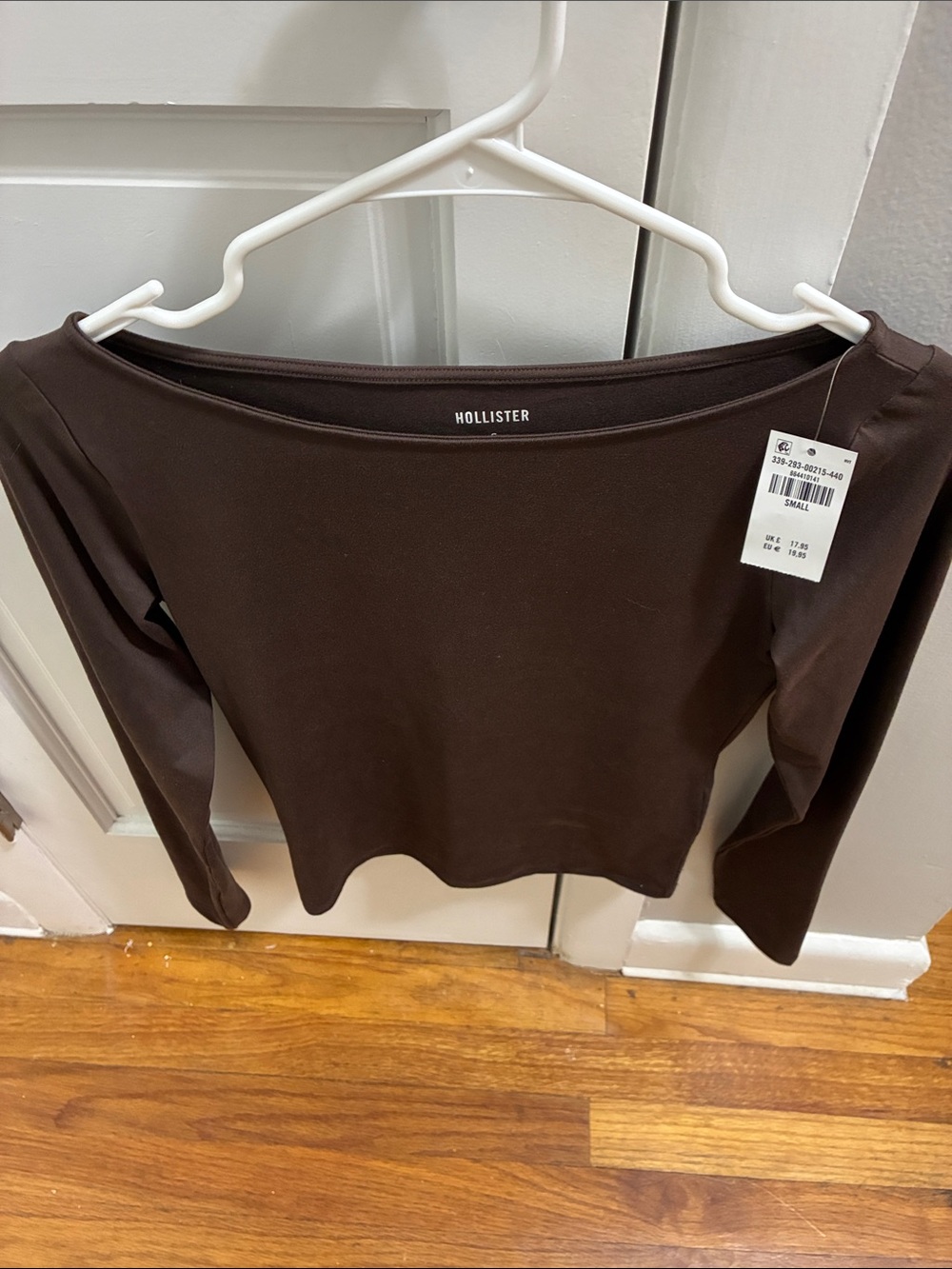 Hollister Women's Chocolate Brown Long Sleeve Boatneck Top